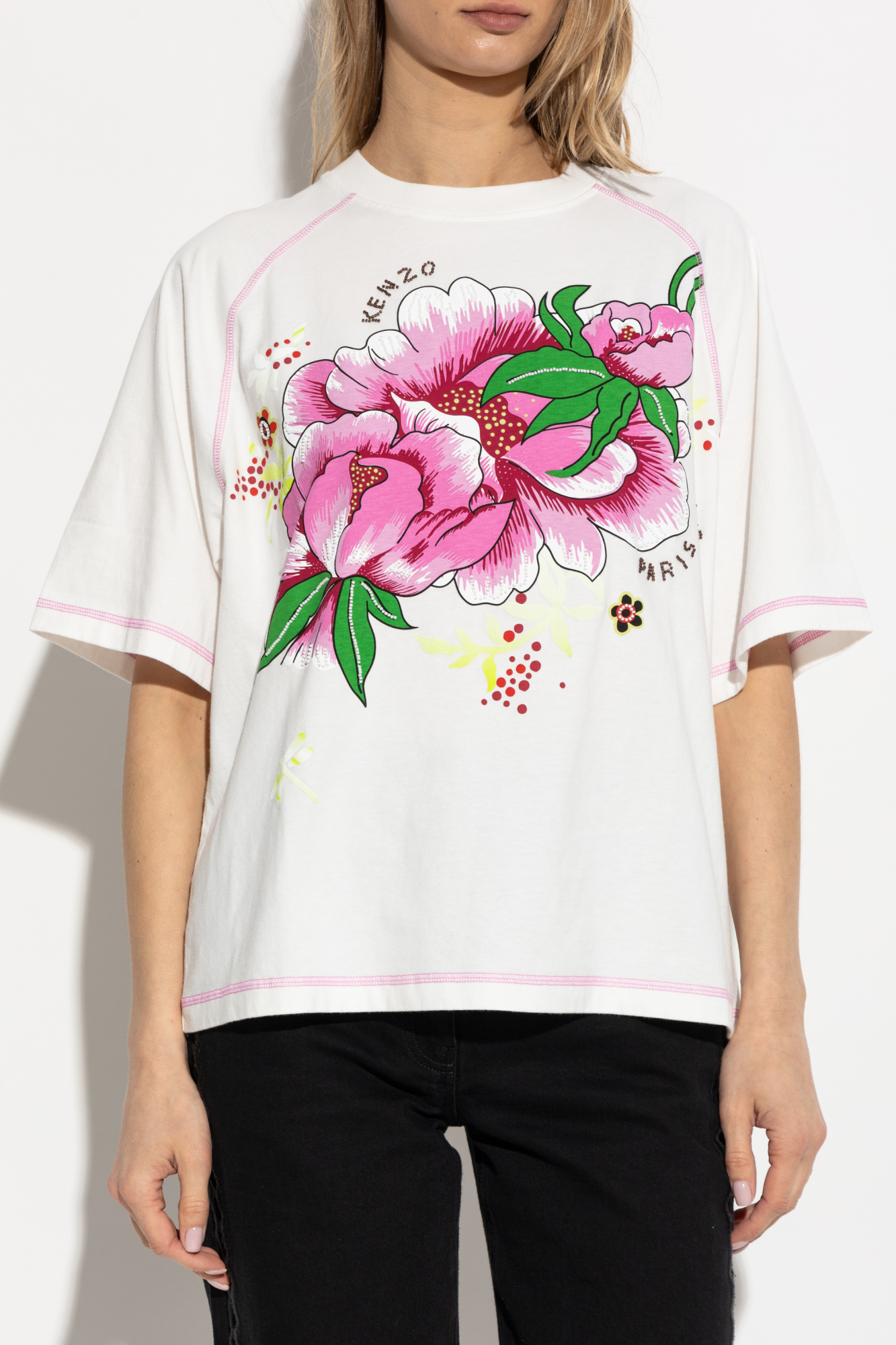 White T-shirt with floral motif Kenzo - Vitkac AS